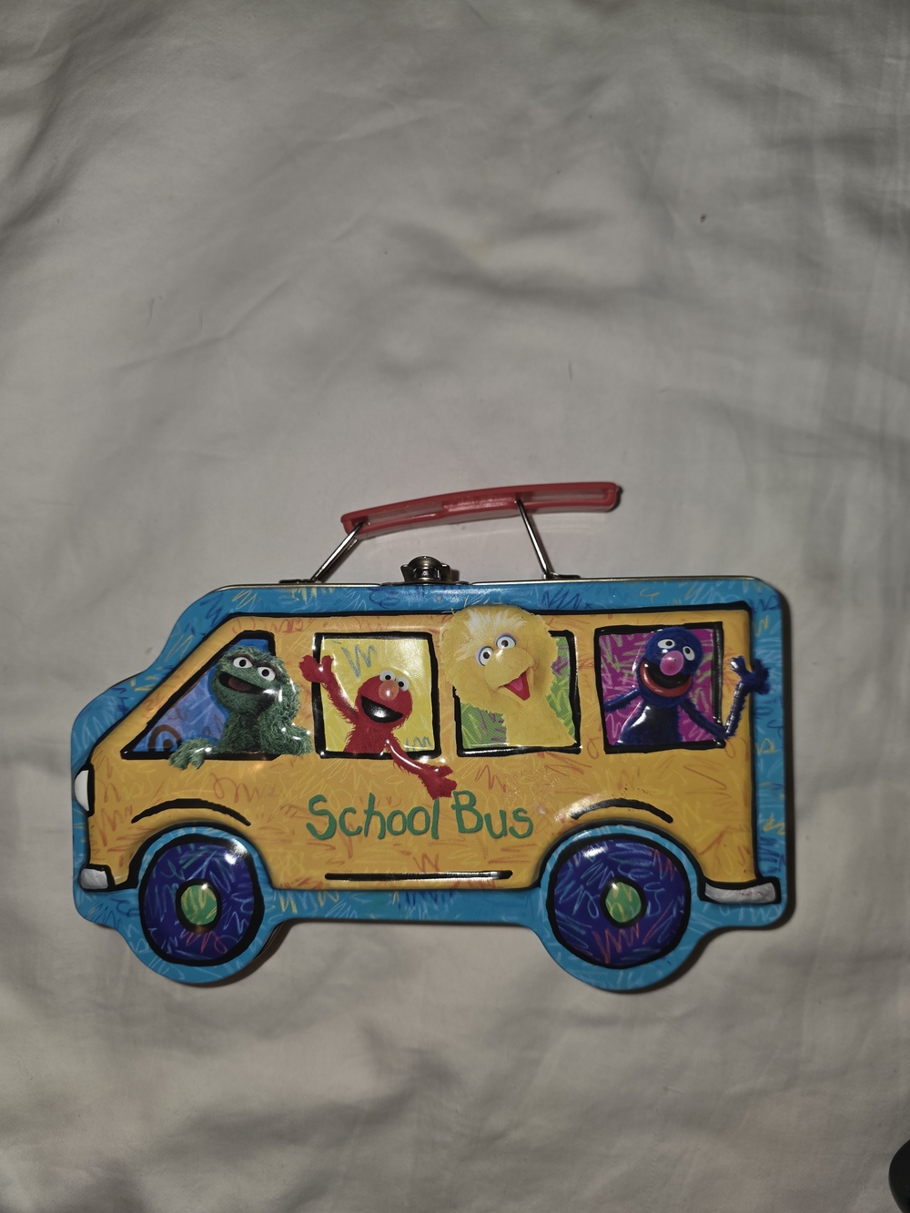 *Vintage* Yellow Sesame Street School Bus Kids Lunchbox Storage Box